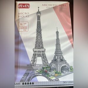 BRAND NEW -dOvObEiffel Tower Micro Blocks Set - Gray and Green